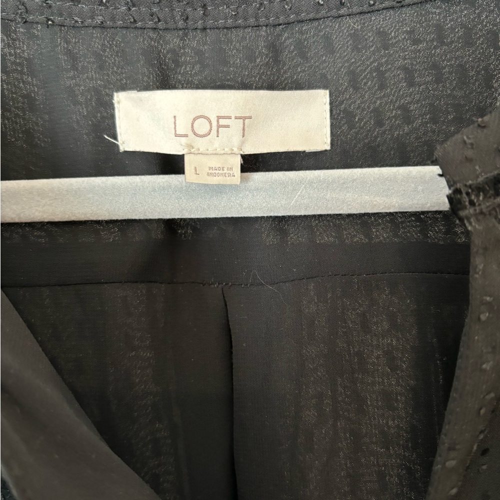 Large LOFT Black Blouse with beautiful texture and velvet accents EUC - Picture 3 of 8